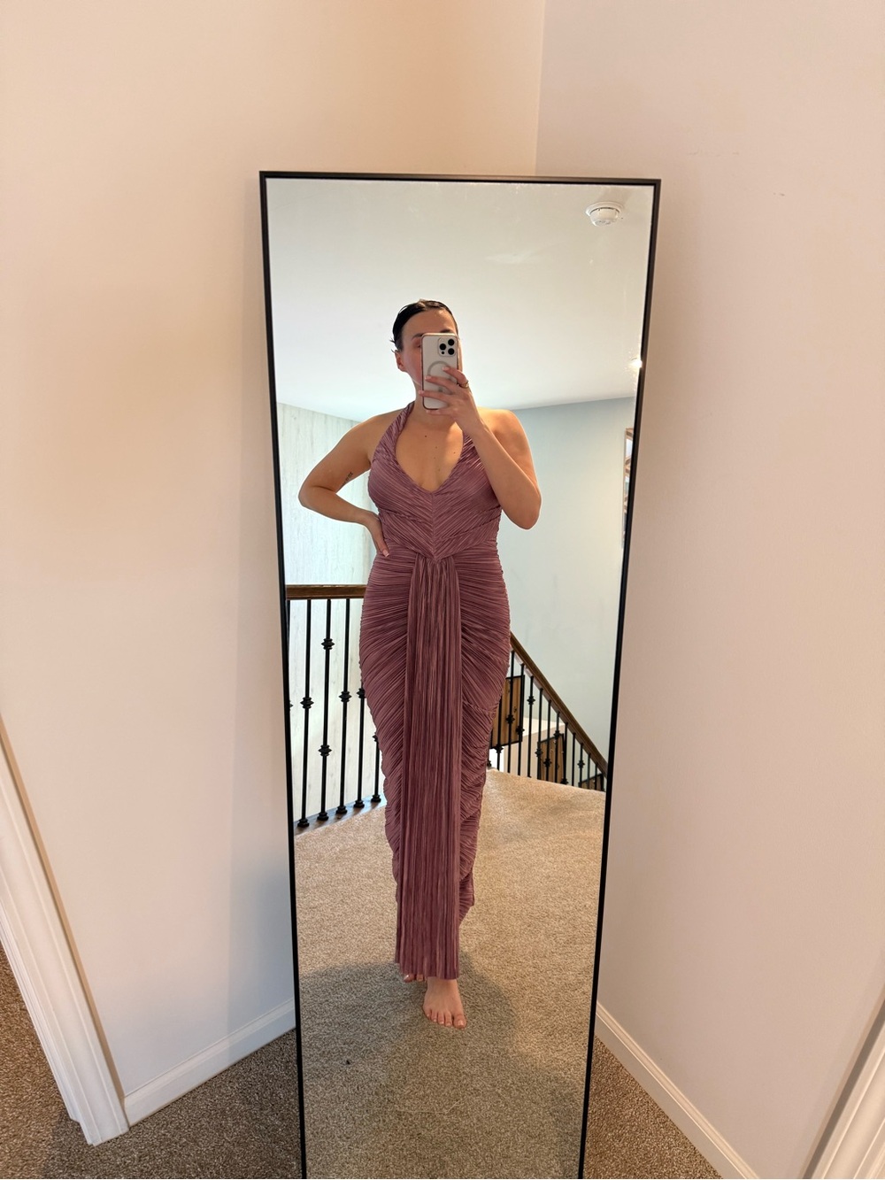 NWT My Moment Pleated Maxi Dress Mauve - Picture 3 of 4